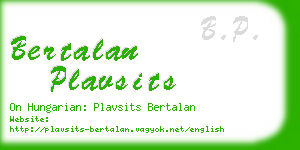 bertalan plavsits business card